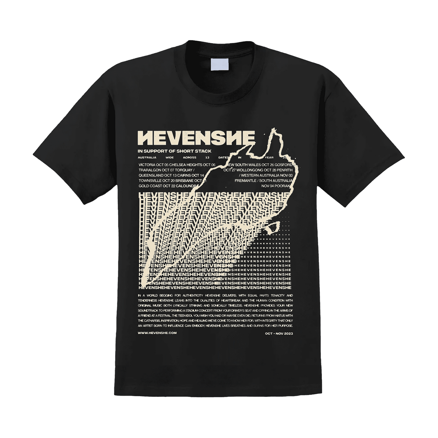 Hevenshe Australia Tour on Black Tee (AU)